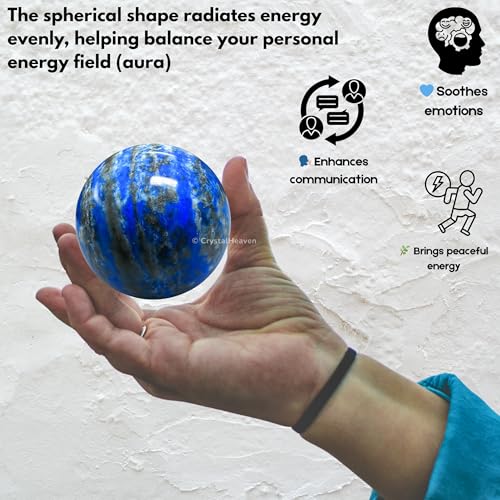 Image of Certified Lapis Lazuli Crystal Ball for Meditation - Premium Crystal Vastu Items for Home and Feng Shui Items for Good Luck - Ideal for Pooja Supplies and Spiritual Practices (2 inch Inch)