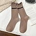 Cute Casual Women’S Sock,Womens Striped Ruffled Crew Socks Cute Color Block Athletic Running Socks Fashion Breathable Stretchy Work Sock