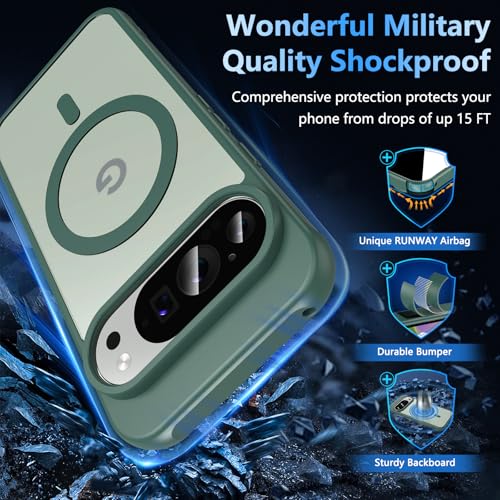 Coque Pixel 10 Pro avec protecteur d'écran en verre trempé vert