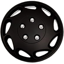 WC-15-807-B - Pack of 4 Hubcaps - 15-Inches Style Snap-On Pop-On Type Matte Black Wheel Covers Hub-caps