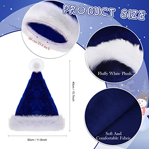 Image of Vicenpal 20 Pcs Santa Hats Bulk Plush Christmas Hats for Adults Women Men Holiday Party Costume(Blue)
