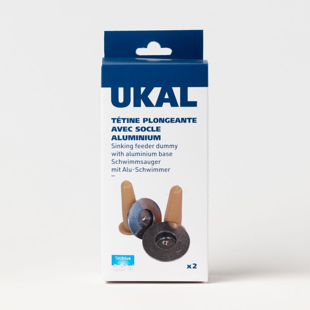 UKAL 120006 - Bovins - Alimentation - Socles - Tétine à veau plongeante aluminium complète - Blister de 2