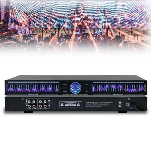 Ecualizador de audio profesional de 22 bandas, ecualizador gráfico estéreo de 32 Hz a 16 kHz, con 10 efectos preestablecidos, montaje en rack de 1U para canales duales, reducción automática de ruido, para estudio de grabación miniatura 1