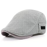 Ruluti Mesh Newsboy Cap Man Breathable Summer Duckbill Beret Ivy Cabbie Flat Cap Solid Flat Cap