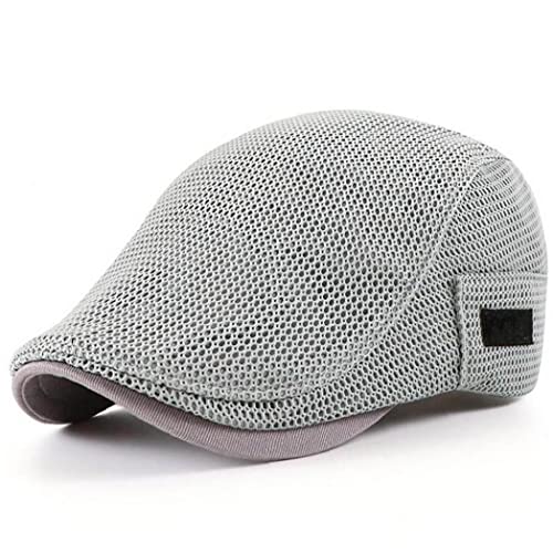 Ruluti Mesh Newsboy Cap Man Breathable Summer Duckbill Beret Ivy Cabbie Flat Cap Solid Flat Cap #TOP10