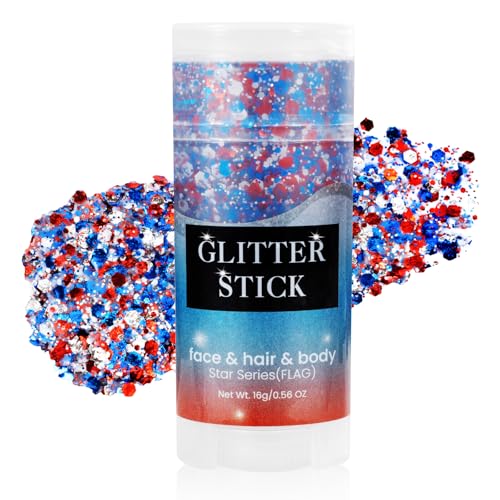 Mysense Patriotic Red White and Blue Face Hair Body Glitter 