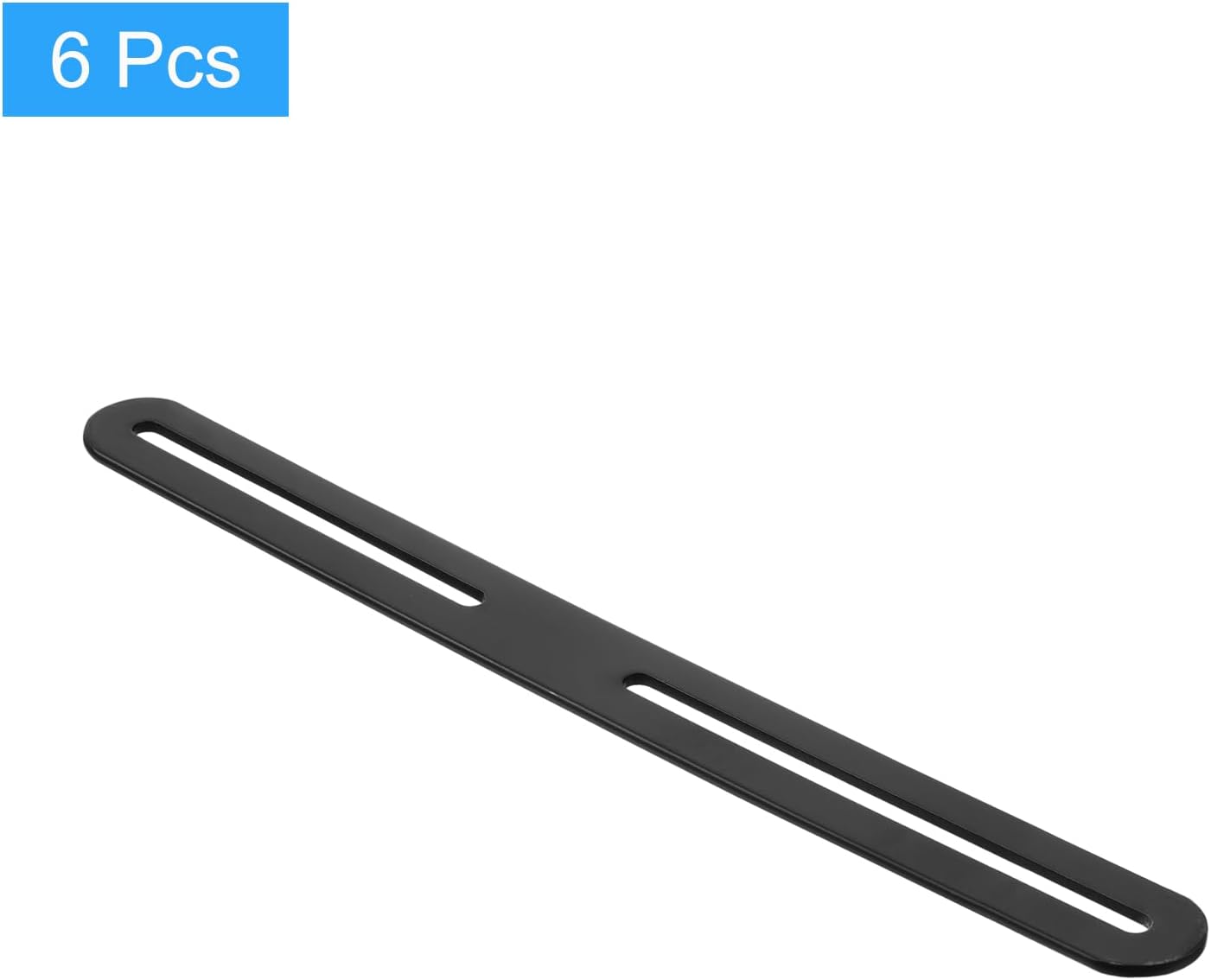 uxcell 6Pcs Adjustable Flat Mending Plate Support with Slot, 11.02 x 0.94 Inch Stainless Steel Slotted Straight Brace Brackets for Wooden Furniture, Black