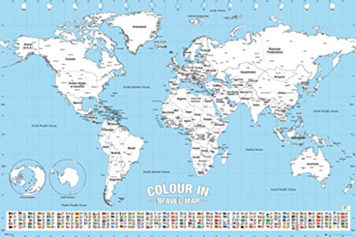 POSTER STOP ONLINE Color in Travel World Map - Poster/Print (Color Your Visited Countries) (Size 36