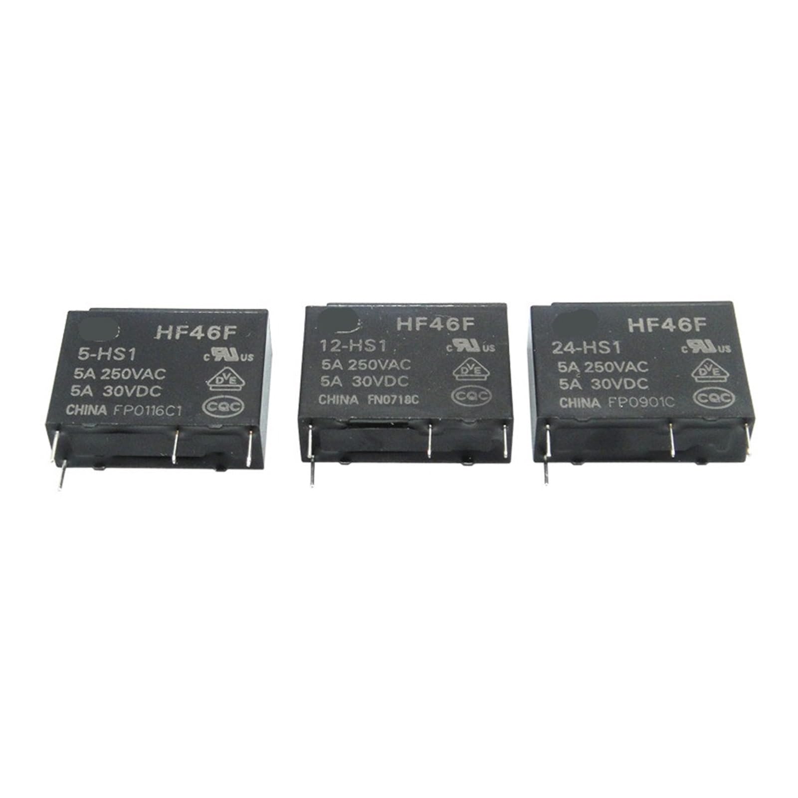 Relé de potencia HF46F-24-HS1 de 24VDC 5A para automatización industrial y PCB