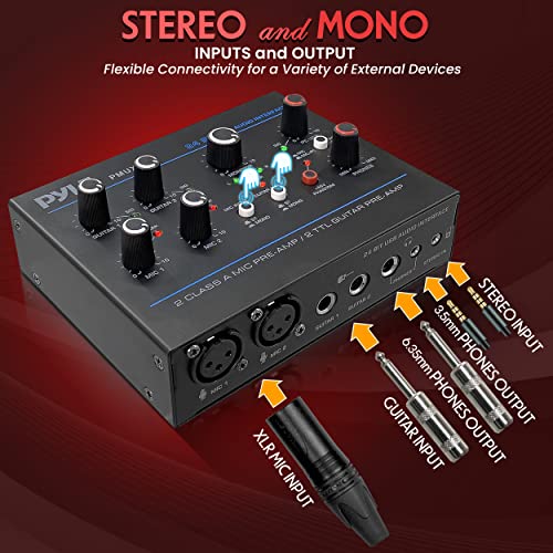 Image of Pyle Professional USB Audio Interface with MIC, Guitar, AUX Stereo Inputs, Phone /Monitor Outputs, Ideal for Computer Playing & Recording, Compact Rugged Metal Housing - PMUX6