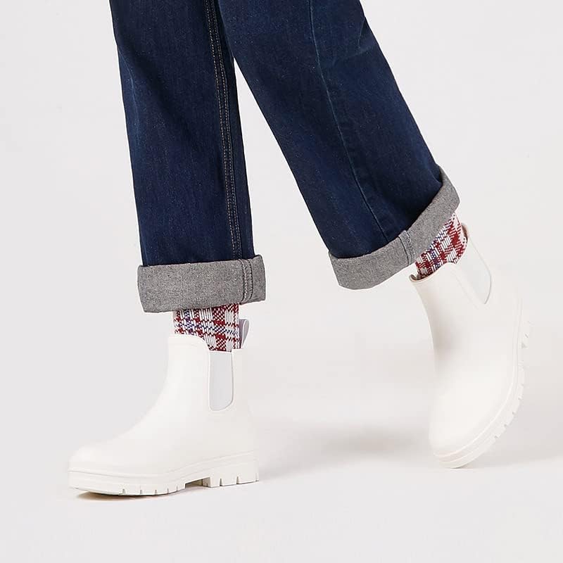 Miniatura 9 de Planone - Botas cortas de lluvia de ancho amplio para mujer, Chelsea impermeables de moda para mujer, botas de jardín al aire libre mate, botas de