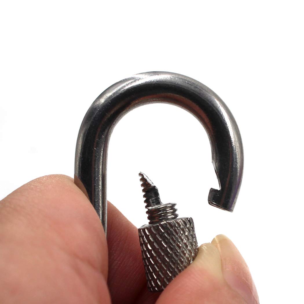 Flomore M8 Locking Carabiner Climbing Keychain 304 Stainless Steel Spring Snap Hook Clip Hook Pack of 5