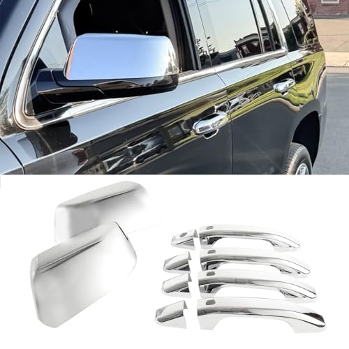 Chrome Top Half Side Mirror Covers Door Handle Covers Compatible