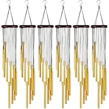 6 Pieces 28 Deep Tone Memorial Wind Chimes with 6 Aluminum Tubes Gold Aluminum Tubes Soothing Melody for Outdoor Garden Patio Home Farmhouse Decor