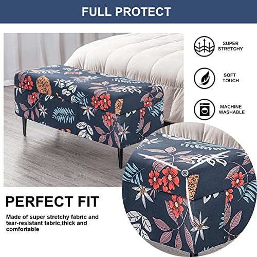 Image of FUANGUI Ottoman Cover Stretch Storage Ottoman Bench Slipcover Printed Folding Storage Bench Ottoman Cover Footrest Stool Slipcover Footstool Protector Cover with Elastic Bottom,Medium
