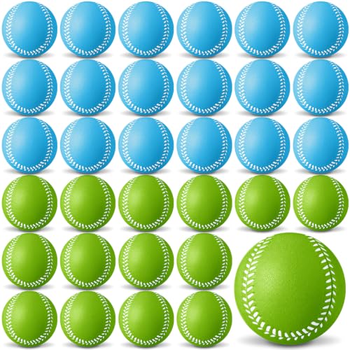 Wettarn 36 Pcs Foam Baseball Bulk Soft Baseball for Kid, Blue and Green