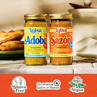 Loisa Adobo + Sazon Duo - USDA Organic, Non-GMO, No-MSG, No Preservatives, No Artificial Coloring, No Artificial Flavors