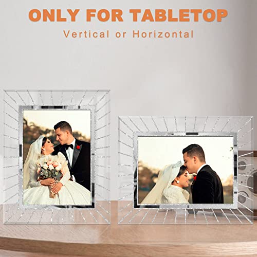 Iziddo 5X7 Picture Frames Sparkly Glass Set Of 2, Gifts Photo Frame Crystal Bling Only For Tabletop, Display Horizontal And Vertical With High Definition Glass (5X7, 2 Pack) #TOP2