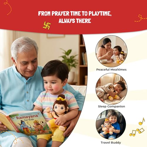 Image of Panda's Box Mantra Chanting Baby Rama Soft Toys for Kids | Musical Stuffed Plush Toy for Girl & Boy | Non-Toxic, Safe | Best Birthday Gift for Newborn & Toddlers | Free Colouring Book | 30 CM