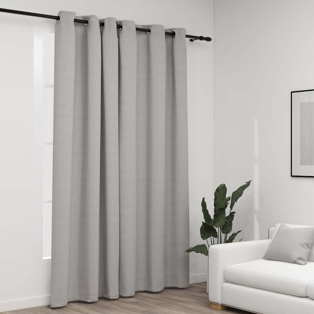 Rideau occultant gris aspect lin 290x245 pour isolation thermique salon