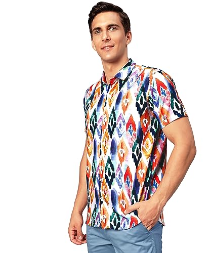 Image of Venisa Men's Cotton Blended Printed Casual Shirt