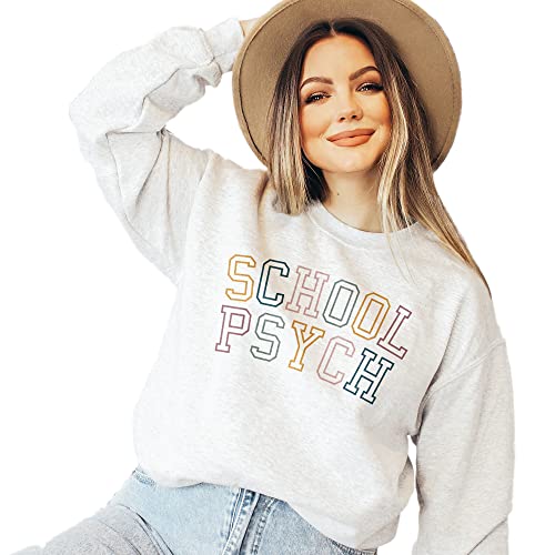 Retro School Psychologist Sweater, School Psych, First Day Of School, Psychology Shirt, Gift For Psychologist, Unisex Crewneck Sweatshirt Ash Grey3
