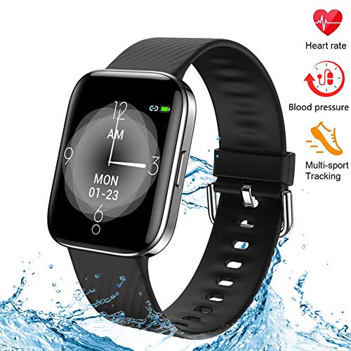 Kingkok Fitness Tracker with Blood Pressure Heart Rate Monitor, IP68 Waterproof Pedometer Watch with Calorie Step Counter for Walking, 17 Sports Modes Activity Tracker for Women Men Kids and Gift