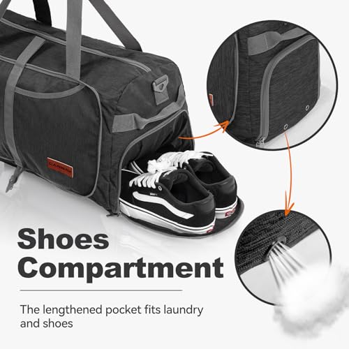Image of Canway 40L Foldable Duffle Bag for Travel Men & Women Carry On 22 inchx14 inchx9 inch Airline Approved, Small Luggage Overnight Bag with Shoe Compartment, Water-Resistant Gym & Sports Bag