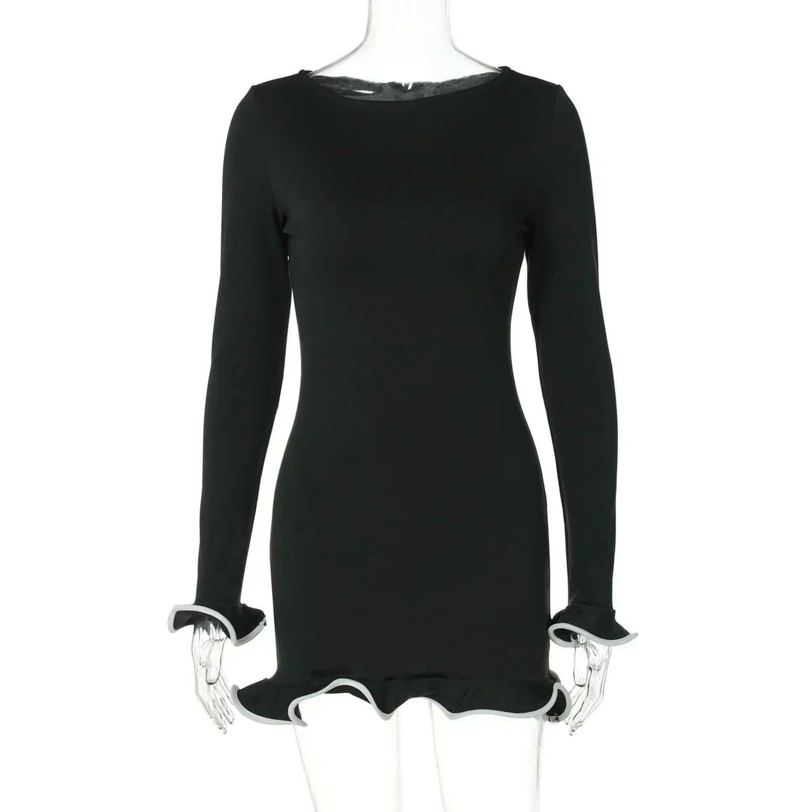 Vestito Donna Mini Abito con Ardesia A Maglia Mini Abiti da Donna Scipli Slip Long Shor Shorton Dress Abito Adabbine Auncine Auncine Auncine Auncine-Nero-l