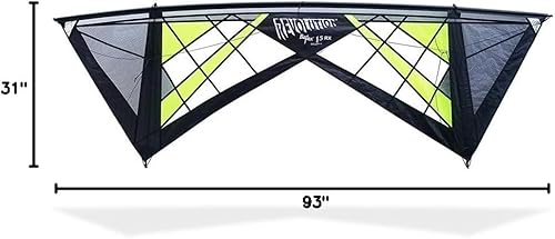 Miniatura 7 de Revolution Kites Reflex RX Spider Sport Wing Kite (modelo ventilado) - Asas, juego de líneas, 1 barra y manga adicionales (lima, gris, negro, centro