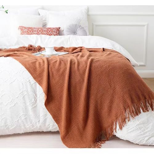 Couverture tricotée pour canapé en maille texturée et style rustique - 7