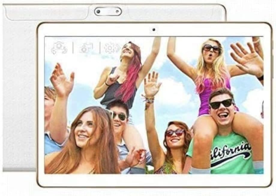 10 Inch 3G Phablet Android 7.0 Quad Core 32GB ROM 2GB RAM Call Phone Tablet PC, Unlocked Dual SIM Card Slots, Bluetooth, GPS, WiFi, Netflix YouTube Resolution IPS Screen TYD-108-Gold (White)