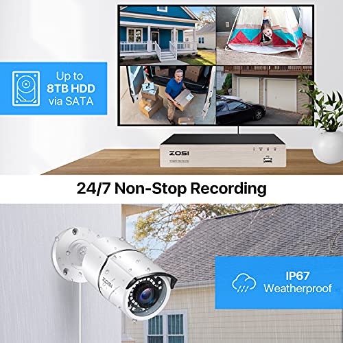 Image of ZOSI 8CH 5MP Lite Home Security Camera System with 1-Way Audio,4x 1080p Metal Indoor Outdoor Cameras,AI Human /Vehicle Detection,Night Vision,Remote Access,H.265+ 8-Channel CCTV DVR No Hard Drive