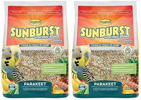 Higgins 2 Pack of Sunburst Gourmet Blend Parakeet Food, 2 Pounds Each, with Protein Egg Food