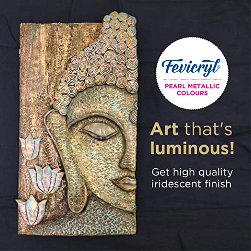 Image of Fevicryl Acrylic Pearl Metallic 100ML Colour Combo | Paint on Canvas, Wood, Earthenware, Stone, thermocol, Metal, Leather, Glass | Ideal for Artists, Beginners and Gifting