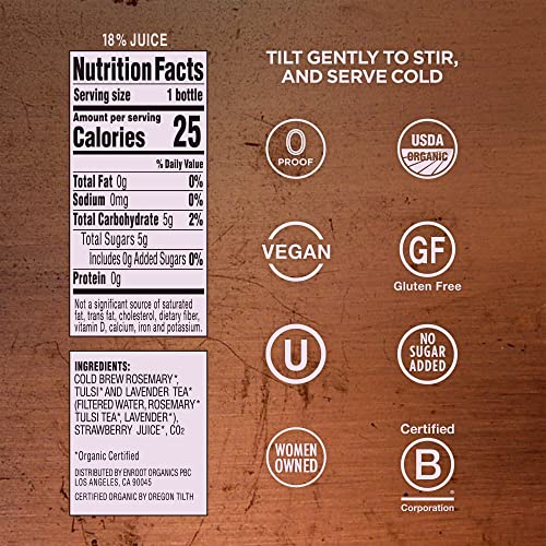 Enroot Organic Non-Alcoholic Beverage – Strawberry Lavender Tulsi – Exotic Mocktail Drinks, Cocktail Mixers, Sparkling Cold Brew Iced Tea – Vegan, Gluten Free, Non-Gmo, Kosher, No Added Sugar (6 Count Of 12 Oz Bottles) #TOP5