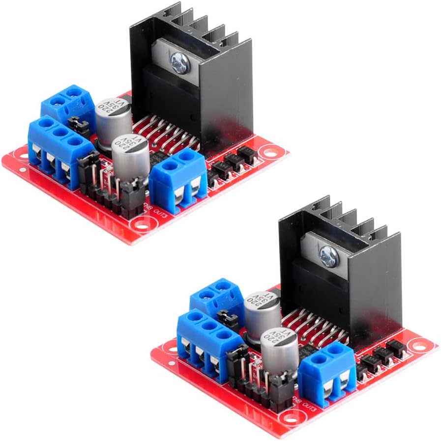 2pcs L298N Motor Driver Board Control Module with 4pcs TT Motor Kit DC Gearbox Motor Soldered with 2Pin Male Dupont Wire Dual Shaft DC3-6V Ratio 1:48 200rpm