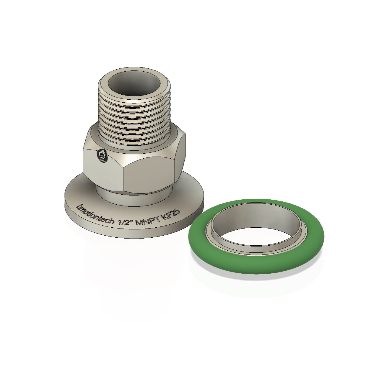 1/2" MNPT x KF25 flange fitting adapter with stainless steel centering ring (ISO-KF KF25 QF25 NW25) (1/2" MNPT KF25 with a centering ring)