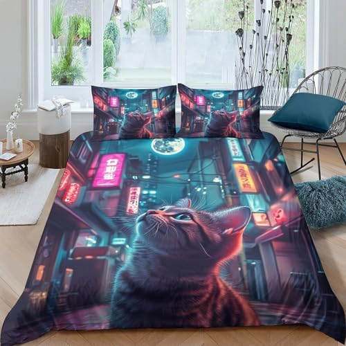 Housse de couette 260x220 chat de ruelle microfibre haute qualité 3D