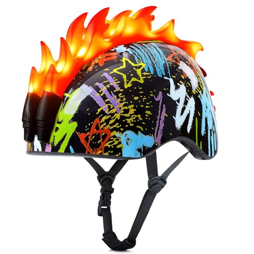 Image of Toddler Bike Helmet with LED Lights, Kids Helmet for Boys 2-6 Years, Adjustable Kids Bike Helmets Toddler Helmets for Bicycle Skateboard Scooter