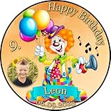 Tortenaufleger Tortendeko Fototorte Tortenbild Geburtstag Party Clown Karneval Fasching Fastnacht CL01 (Zuckerpapier) Rund 20 cm Ø mit Foto