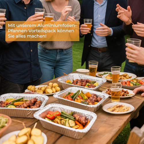 BTSD-home 50 Stück Aluschalen Grillschalen Auflaufform mit Deckel Aluminium Schalen 850 ml Aluminiumfolie Schalen Behälter für Backen, Braten, Kochen