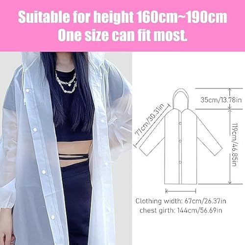 معطف مطر خفيف الوزن مقاوم للماء بزر كبس للاغلاق بتصميم سهل الطي يحمي الملابس من المطر للسفر والتنقل والانشطة الخارجية وارتداء عملي ومريح