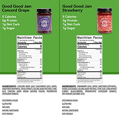 Good Good Keto Jam & Natures Hollow Sugar Free Jam Preserves - Variety Keto Box - Low Carb, Low Calorie, Vegan #TOP3