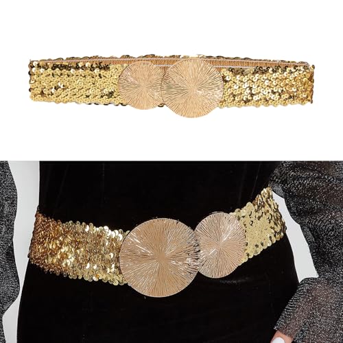 Fashionable Wide Belt For Female Formal Dresses Elastic Corset Belt Waist Shaping Cincher All Matching Waist Accessories Gold2