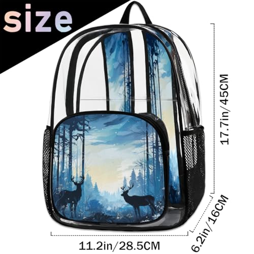 Forest Elk Animal Clear Backpack, Stadium Backpack for Women Men Adult Concert Festival Work Daily Travel2
