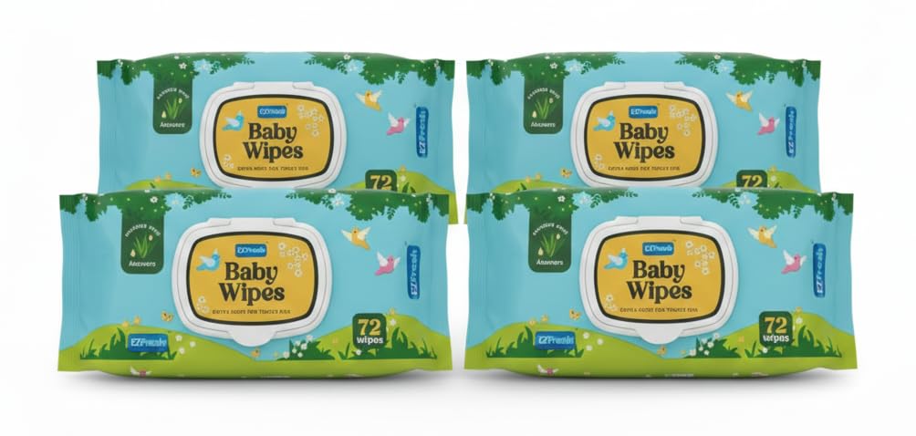 Optima Baby Wipes with Aloe Vera (72 Wipes) Extra Moist for Tender Skin | Prevents Rashes & Redness | With Moisturizing Lotion | 18x14 cm Size | Soft & Gentle, Hypoallergenic, Alcohol & Paraben Free, Ideal for Sensitive Skin | Pack of 4-image-33