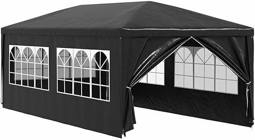 Vista 18 de vidaXL Tienda de campaña para fiestas al aire libre, 9 pies 10 pulgadas x 9 pies 10 pulgadas, resistente a los rayos UV y al agua, carpa de jardín