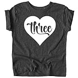 Three in Heart 3rd Birthday Girls Shirt for Toddler Girls Third Birthday Outfit Vintage Smoke Shirt