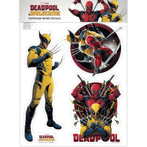 Marvel Deadpool & Wolverine Deadpool - Set of 3 Vinyl Car Stickers for Window Truck Bumper Water Bottle Laptop Skateboard Marvel Licensed